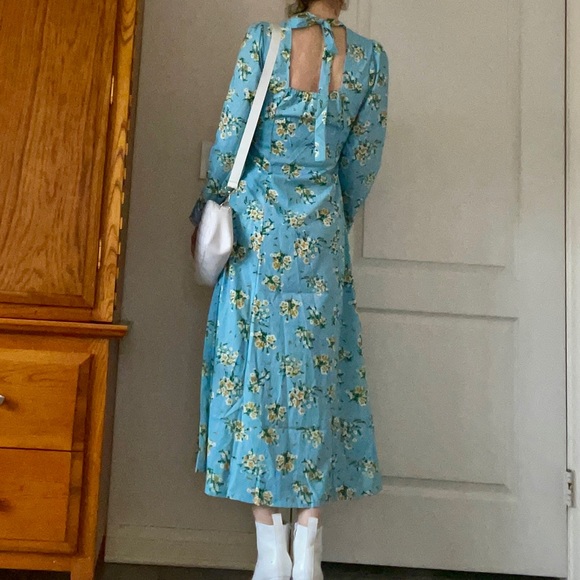 FLORAL MODEST  BOW MAXI MIDI DRESS WEDDING GUEST  GRADUATION - Picture 2 of 10